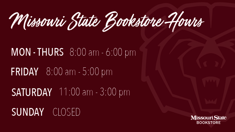 Bookstore Spring 2023 Hours