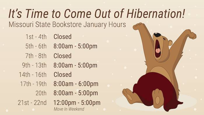 Bookstore Hours Prior to the Start of the Spring Semester